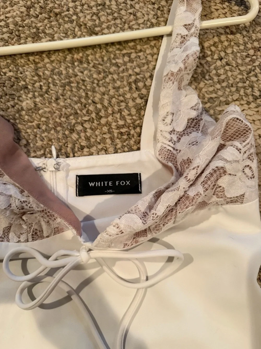 White Fox Boutique Ivory Lace-Front Mini Dress - Picture 2 of 3